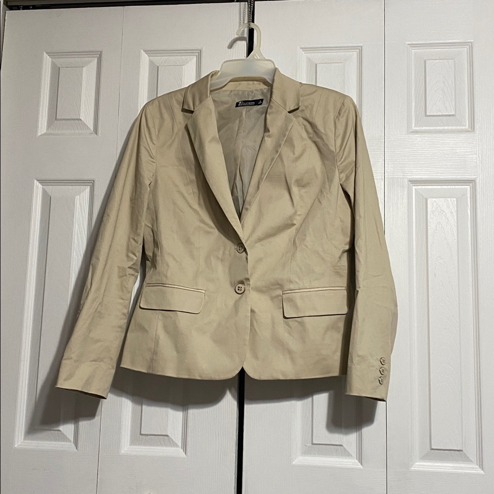 7th Avenue cotton tan lined suiting collection Blazer Jacket coat size 16